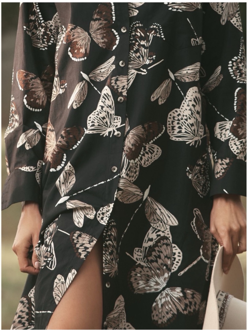 NWT Anthropologie Maeve The Soren Long-Sleeve Shirt Dress Butterfly print , 2X - Picture 13 of 16